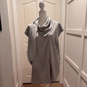 NWT Chico's Wrap Neck Solid Scarf Blouse Silvered Gray Size 3 (XL)